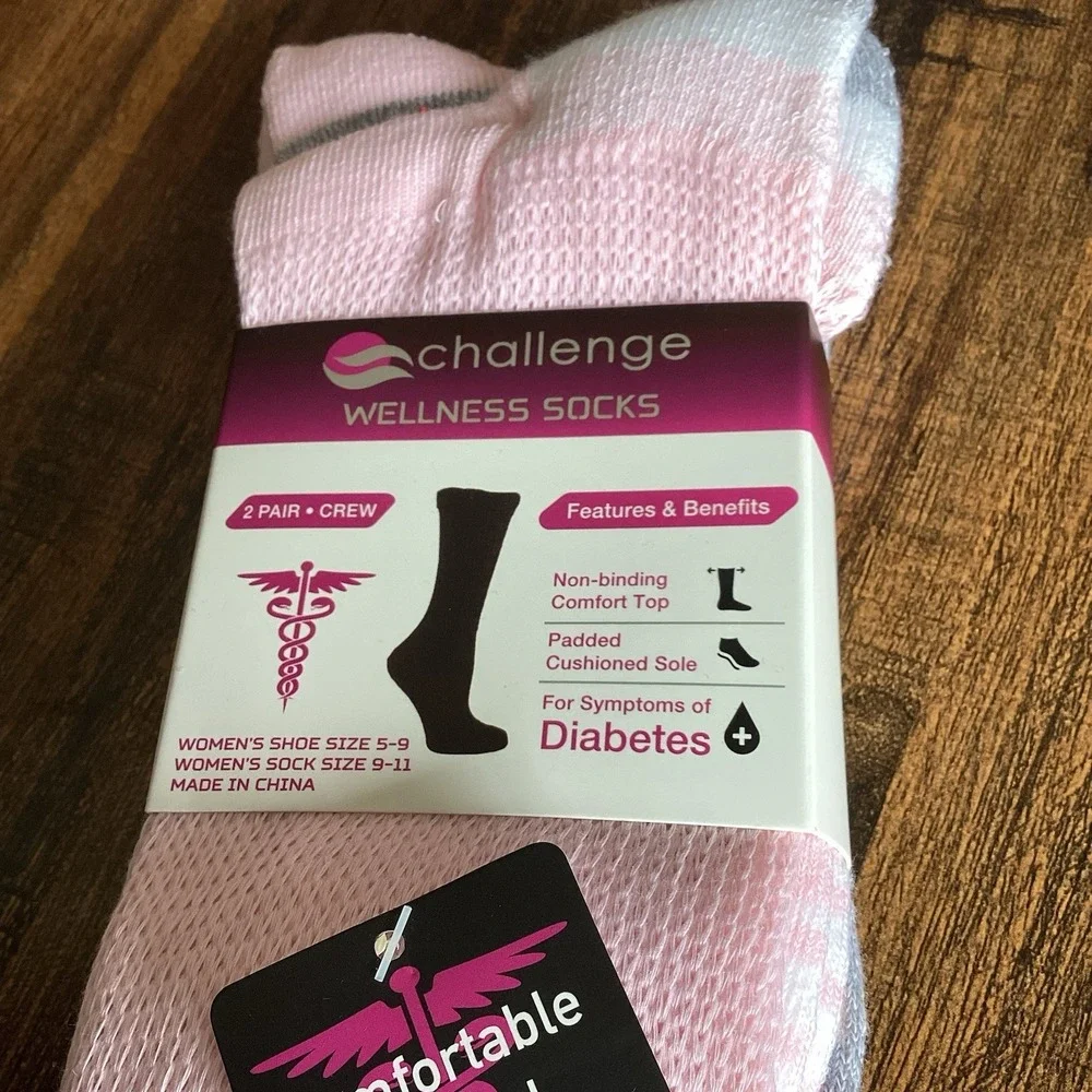 Women's Challenge Wellness‎ Non-Binding Crew Socks Diabetes Edema Neuropathy 5-9